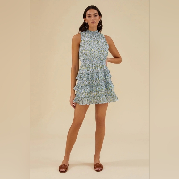 Rachel Parcell Halter Ruffle Micro Floral Mini Dress - Picture 2 of 12